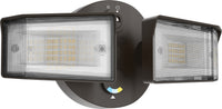 LED Residential Security FloodLights, 2 square Heads, Adjustable Light Output, Switchable CCT- 3000K, 4000K, 5000K, 120V, Photocell, Dark Bronze Finish