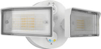 LED Residential Security FloodLights, 2 square Heads, Adjustable Light Output, Switchable CCT- 3000K, 4000K, 5000K, 120V, Photocell, White