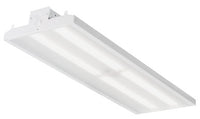 LED economical linear bay light, 48IN, 30, 000LM, Acrylic lens,  textured,  clear, Medium, 120V, Generic driver 0-10V dimming, 4000K, 80 color rendering index, Emergency battery pack,  15W constant power, Fixture backpack, White