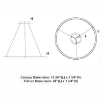 48 Inch LED Halo Pendant Light - Independent Up and Down Light - Watt Selectable 80W/60W/0W On Each Side -  Up to 6200 Lumens - Color Selectable 30K/35K/40K - 120-277V - With Suspension Hanging Kit - White Finish