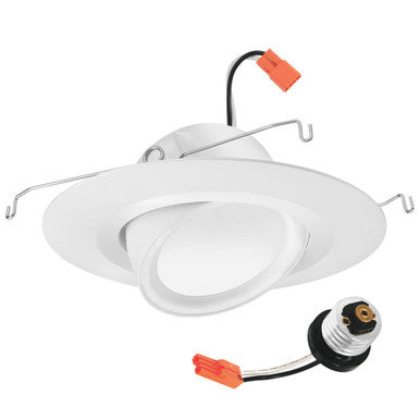 RetroBasics Down-Light Adjustable Trim Kit, Switchable LED White, 5/6IN Baffle, Switchable CCT - 2700K, 3000K, 3500K, 4000K, 5000K, Matte White
