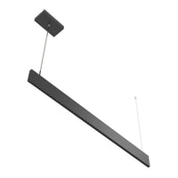 Architectural Slim Pendant Light - Multiwatt 20W/23W/26W/29W - Max 2600 Lumens - 4 Foot - Black Finish - Color Tunable 27K/30K/35K/40K/50K - Aperture Optics - Suspension Cable Mount - 120-277V