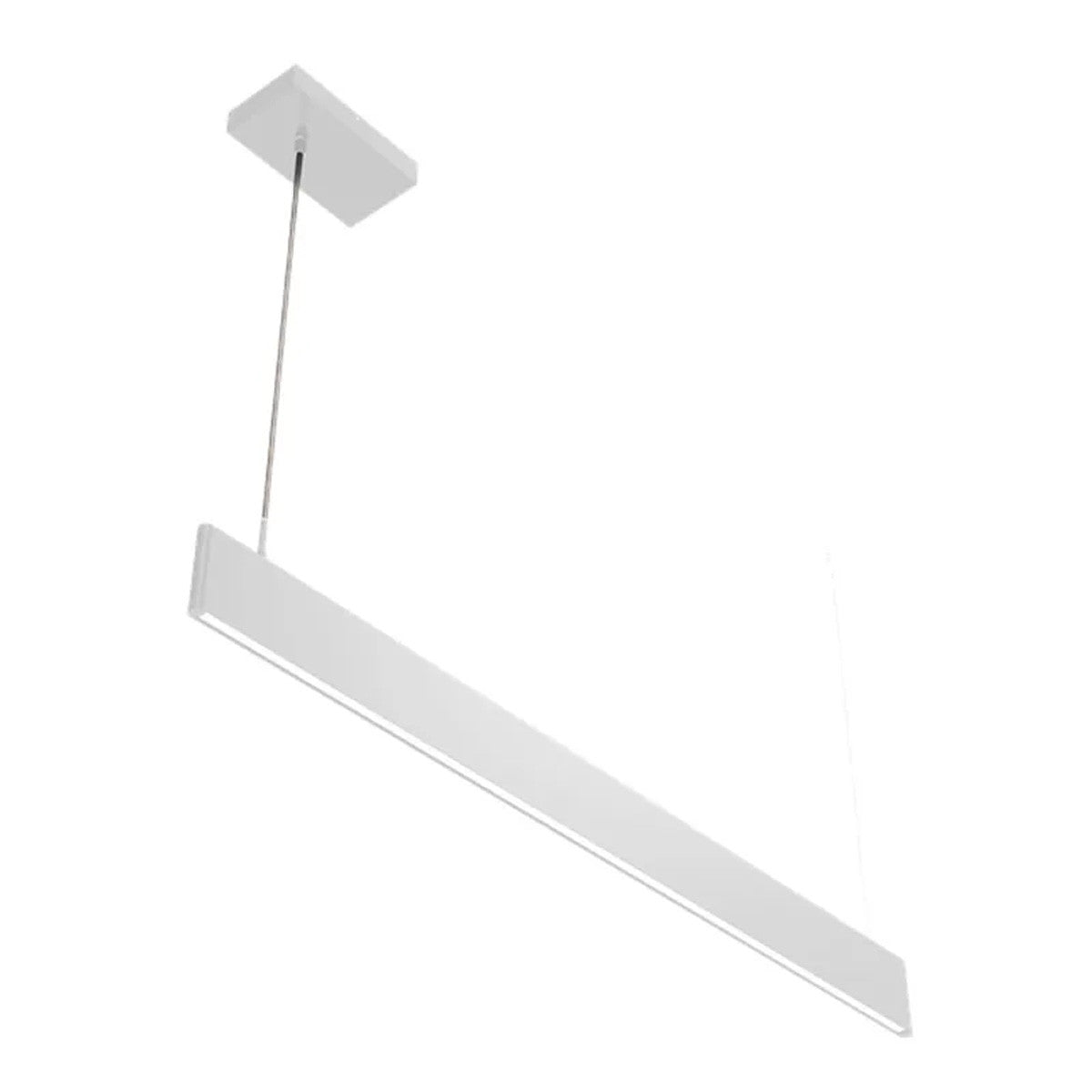 Architectural Slim Pendant Light - Multiwatt 20W/23W/26W/29W - Max 2600 Lumens - 4 Foot - White Finish - Color Tunable 27K/30K/35K/40K/50K - Frosted Lens - Suspension Cable Mount - 120-277V