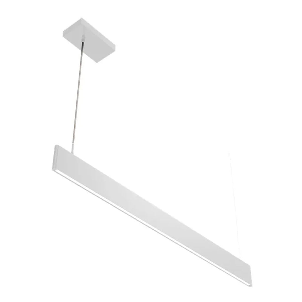 Architectural Slim Pendant Light - Multiwatt 20W/23W/26W/29W - Max 2600 Lumens - 4 Foot - White Finish - Color Tunable 27K/30K/35K/40K/50K - Frosted Lens - Suspension Cable Mount - 120-277V