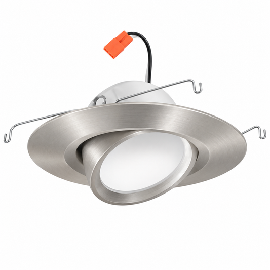 Lithonia RB4A SWW5 SNP M6 - Retrobasics Downlight Adjustable Trim Kit, Switchable Led White, 4In Baffle, Switchable Cct 2700K, 3000K, 3500K, 4000K, And 5000K, Satin Nickel Painted, Master Pack Of 6
