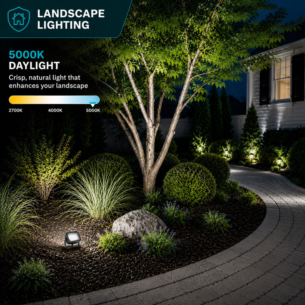 LED Outdoor Flood Light - 15 Watt - Trunnion Mount - 1950 Lumens - 5000K Daylight - 120-277V - Bronze Finish