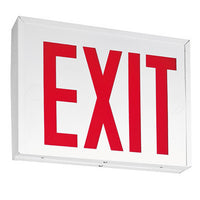 Die-formed Steel Exit with LED Lamps, New York City Approved, White, Single with Extra Face Plate & Color Panel for Field Conversion to Double Face, Red