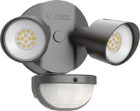 LED Residential Security FloodLights, 2 Round Heads, 4000K, 120V, Motion activation Sensor, Dark Bronze Finish