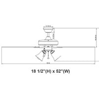 52 Inch Reversible Rosewood & Silver Oak MDF Finish 5-Blade Ceiling Fan & Light - 120V - 7W A15 x3 - 3000K Soft White - With Pull Chain Switch