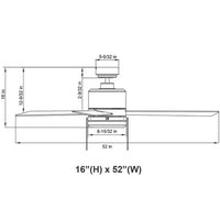 52 Inch Reversible Rosewood & Silver Finish Plywood 3-Blade Ceiling Fan & Light - 120V - 20W - Color Selectable 30K/40K/50K  - With Pull Chain Switch
