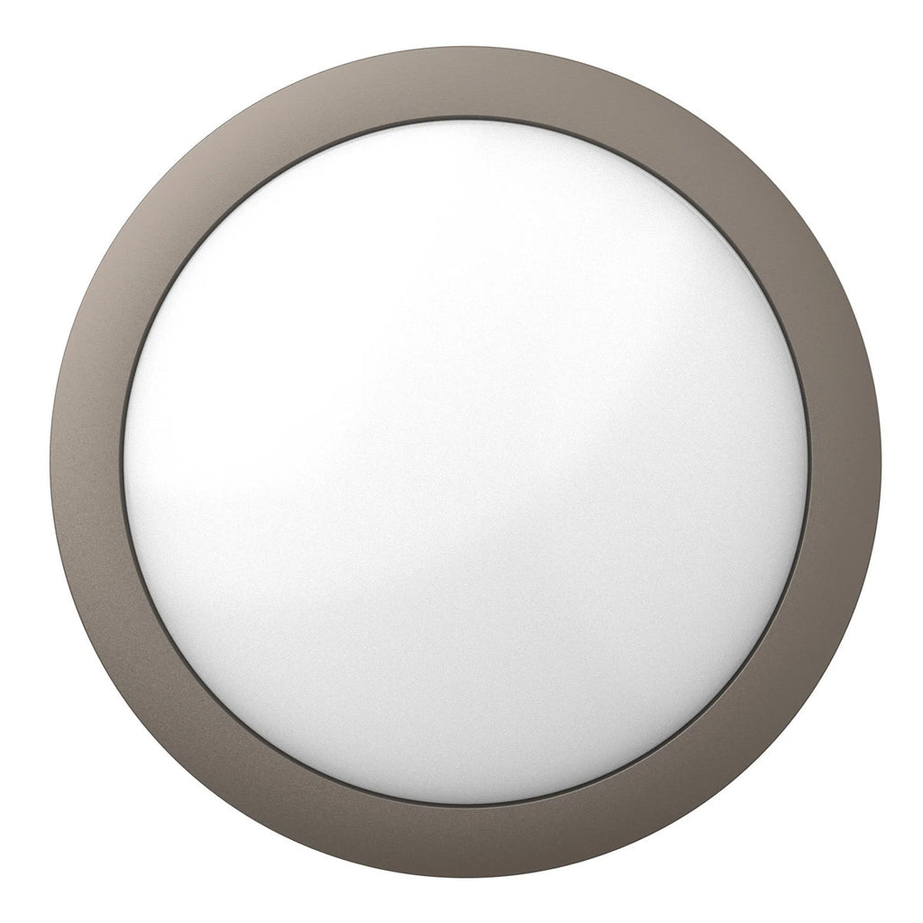 LED Round Bulk Head Light - Wall or Ceiling Mount – Wet Location - Watt Selectable 60W/48W/36W - Color Selectable 30K/40K/50K - 120/277V - Bronze Finish - Integrated Photocell Included