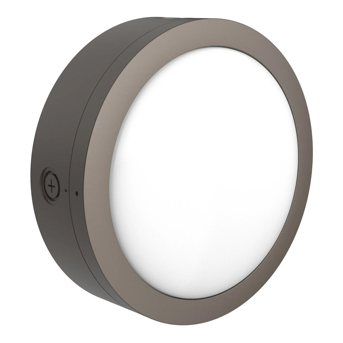 LED Round Bulk Head Light - Wall or Ceiling Mount – Wet Location - Watt Selectable 60W/48W/36W - Color Selectable 30K/40K/50K - 120/277V - Bronze Finish - Integrated Photocell Included