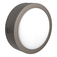 LED Round Bulk Head Light - Wall or Ceiling Mount – Wet Location - Watt Selectable 60W/48W/36W - Color Selectable 30K/40K/50K - 120/277V - Bronze Finish - Integrated Photocell Included