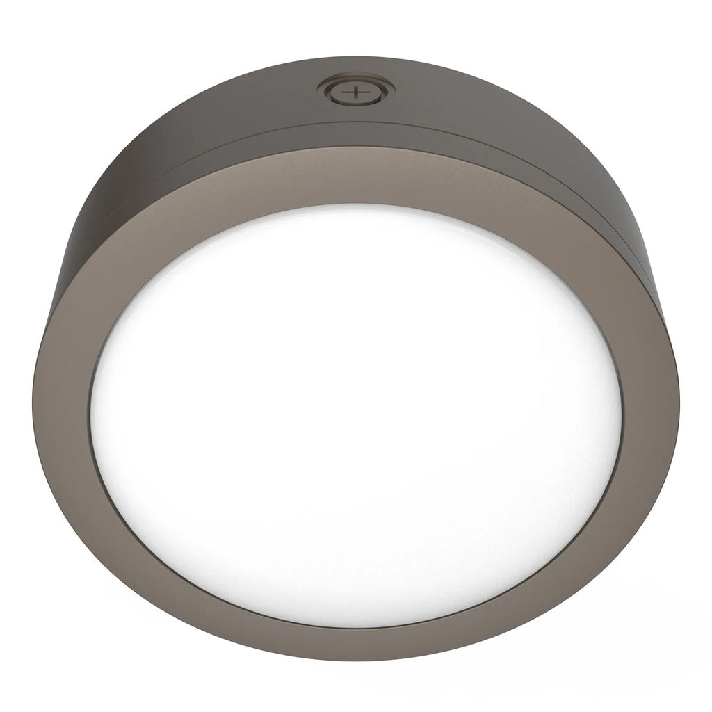 LED Round Bulk Head Light - Wall or Ceiling Mount – Wet Location - Watt Selectable 60W/48W/36W - Color Selectable 30K/40K/50K - 120/277V - Bronze Finish - Integrated Photocell Included