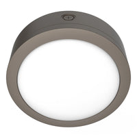 LED Round Bulk Head Light - Wall or Ceiling Mount – Wet Location - Watt Selectable 60W/48W/36W - Color Selectable 30K/40K/50K - 120/277V - Bronze Finish - Integrated Photocell Included