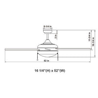 52 Inch Reversible Black & Rosewood Finish Plywood 5-Blade Ceiling Fan & Light - 120V - 20W - Color Selectable 30K/40K/50K - With Pull Chain Switch