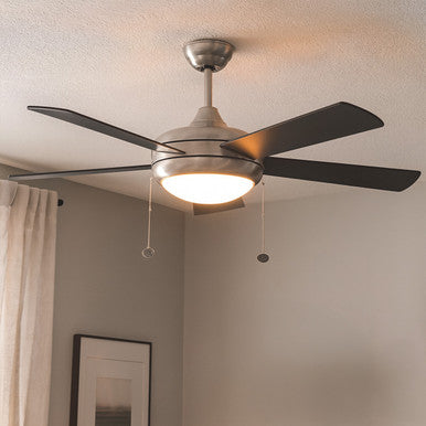 52 Inch Reversible Black & Rosewood Finish Plywood 5-Blade Ceiling Fan & Light - 120V - 20W - Color Selectable 30K/40K/50K - With Pull Chain Switch