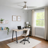 52 Inch Reversible Rosewood & Silver Finish Plywood 3-Blade Ceiling Fan & Light - 120V - 20W - Color Selectable 30K/40K/50K - With Pull Chain Switch