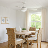52 Inch White Finish Plywood 3-Blade Ceiling Fan & Light - 120V - 20W - Color Selectable 30K/40K/50K - With Pull Chain Switch