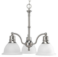 Madison Collection Three-Light Brushed Nickel Etched Glass Traditional Chandelier Light - Dry Location Listed