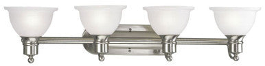 Madison Collection Four-Light Brushed Nickel Etched Glass Traditional Bath Vanity Light - Damp Location Listed