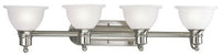 Madison Collection Four-Light Brushed Nickel Etched Glass Traditional Bath Vanity Light - Damp Location Listed
