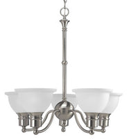 Madison Collection Five-Light Brushed Nickel Etched Glass Traditional Chandelier Light - Dry Location Listed