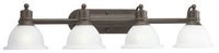 Madison Collection Four-Light Antique Bronze Etched Glass Traditional Bath Vanity Light - Damp Location Listed