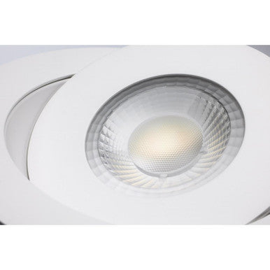 6 Inch Round LED Gimbaled Downlight - 15W - 1400 Lumens - 120V - Color Temperature Selectable 27K/30K/35K/40K/50K - White Finish - No Recess Can Required
