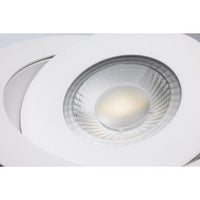 6 Inch Round LED Gimbaled Downlight - 15W - 1400 Lumens - 120V - Color Temperature Selectable 27K/30K/35K/40K/50K - White Finish - No Recess Can Required