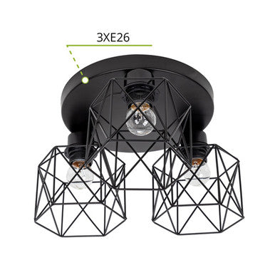 ASD Ceiling Light ATTIC NOVA 3xE26 120V Round base Black ETL