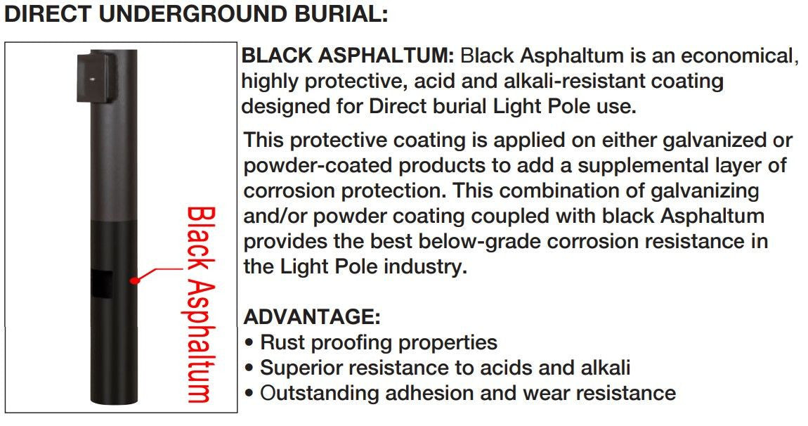 15 Foot Round Pole For Direct Burial - Steel With Bronze Finish - 4 Inch Diameter