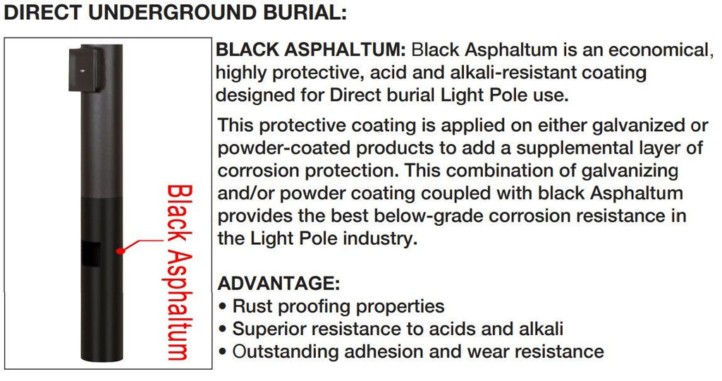 20 Foot Round Pole For Direct Burial - Steel With Bronze Finish - 4 Inch Diameter