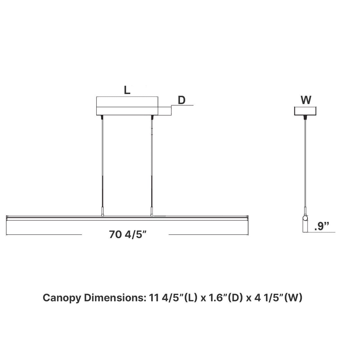 Decorative Linear LED Tube Light - 6 Foot - Multi Watt Selectable 25/40/50 Watts - Color Temperature Selectable 30K/35K/40K - Black Finish - 120-277V