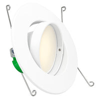 6 Inch LED Eyeball Downlight - 11 Watt - 900 Lumens - 2700K Warm White - 120V - Recessed Can Required - Dimmable