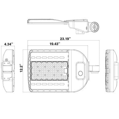 LED Parking Lot Area Light - Watt Selectable - 140W/120W/90W/60W - Color Selectable 40K/50K - 21000 Max Lumens - 120V-277V - Pole Mount - White Finish