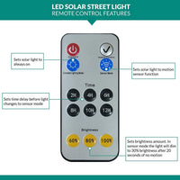 LED Solar Dusk to Dawn Light - 40 Watt - 6000 Lumens - 5000K Daylight - Wall or Post Mount - with Programmable Motion Sensor