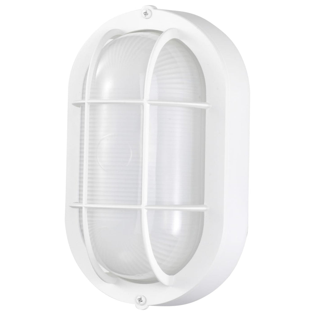 LED Bulk Head Light - Glass Lens - Wall or Ceiling Mount – Wet Location - 18.5 Watts - 1100 Lumens - 3000K Soft White - 120V - White Finish