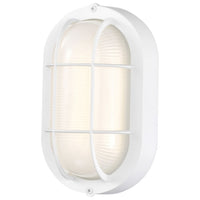 LED Bulk Head Light - Glass Lens - Wall or Ceiling Mount – Wet Location - 18.5 Watts - 1100 Lumens - 3000K Soft White - 120V - White Finish