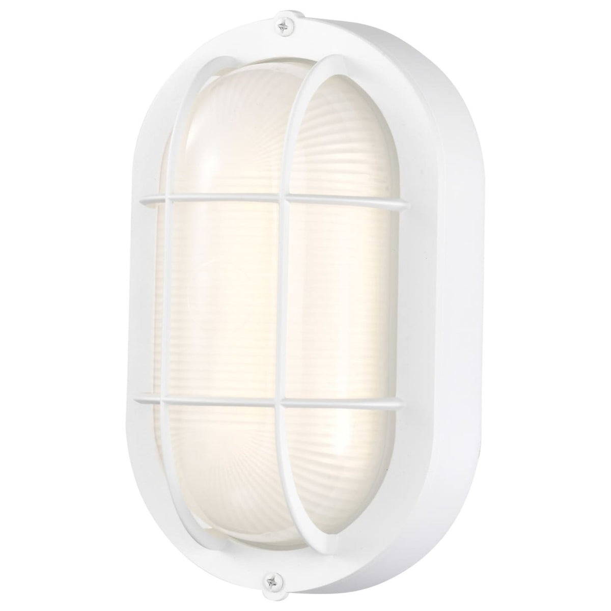 LED Bulk Head Light - Glass Lens - Wall or Ceiling Mount – Wet Location - 14 Watts - 800 Lumens - 3000K Soft White - 120V - White Finish