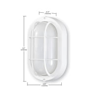 LED Bulk Head Light - Glass Lens - Wall or Ceiling Mount – Wet Location - 14 Watts - 800 Lumens - 3000K Soft White - 120V - White Finish