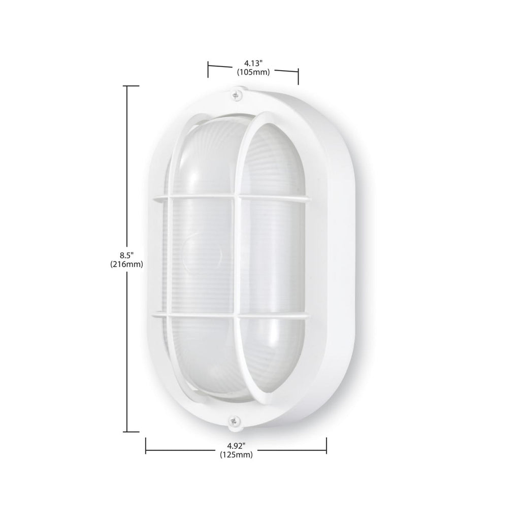 LED Bulk Head Light - Glass Lens - Wall or Ceiling Mount – Wet Location - 18.5 Watts - 1100 Lumens - 3000K Soft White - 120V - White Finish