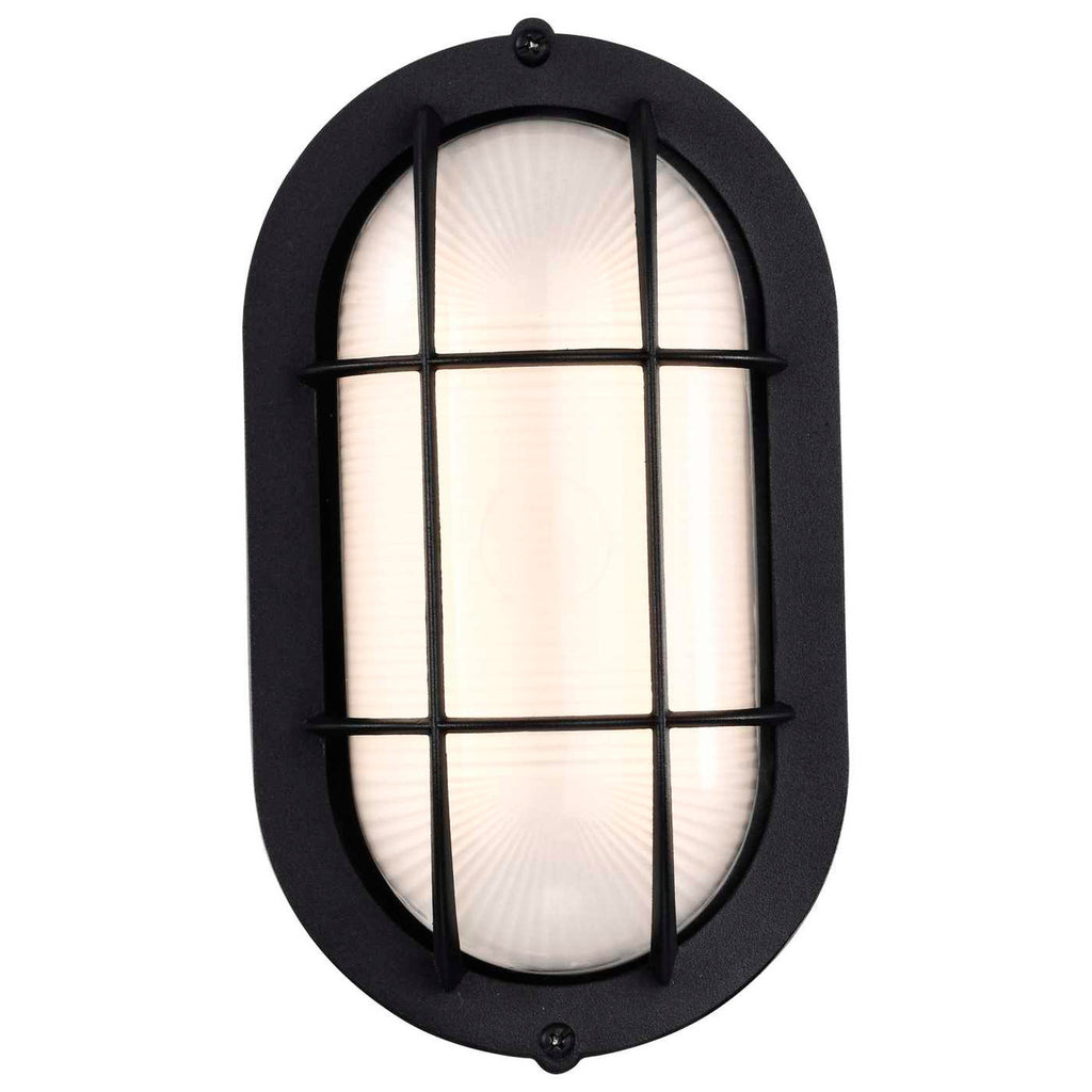 LED Bulk Head Light - Glass Lens - Wall or Ceiling Mount – Wet Location - 14 Watts - 800 Lumens - 3000K Soft White - 120V - Black Finish