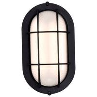 LED Bulk Head Light - Glass Lens - Wall or Ceiling Mount – Wet Location - 14 Watts - 800 Lumens - 3000K Soft White - 120V - Black Finish