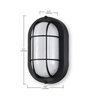 LED Bulk Head Light - Glass Lens - Wall or Ceiling Mount – Wet Location - 14 Watts - 800 Lumens - 3000K Soft White - 120V - Black Finish