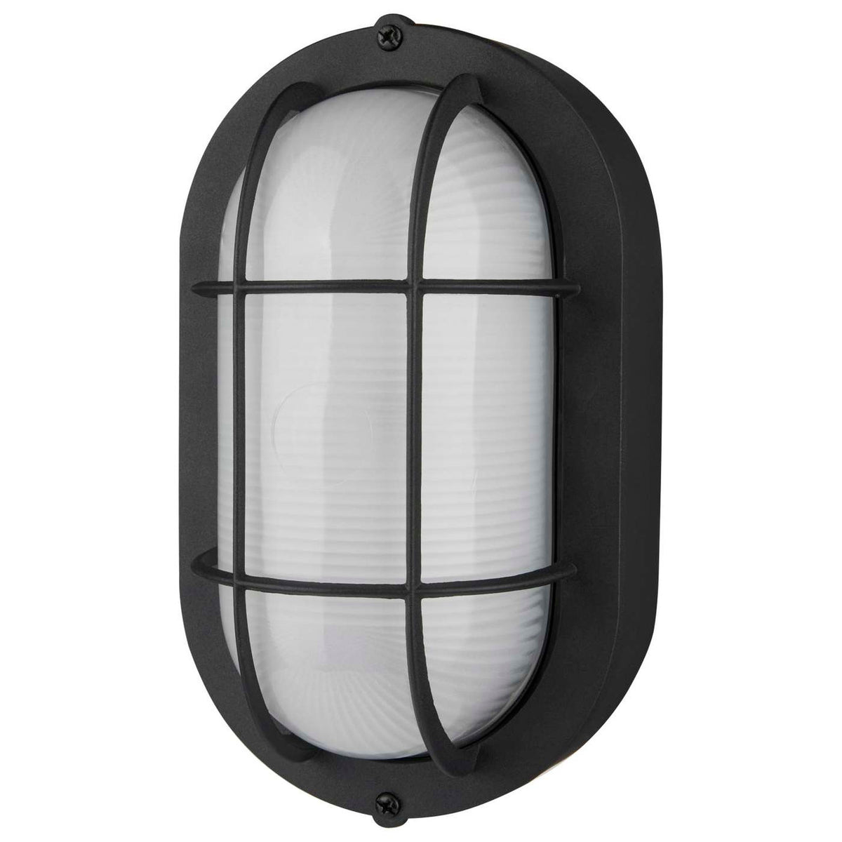 LED Bulk Head Light - Glass Lens - Wall or Ceiling Mount – Wet Location - 14 Watts - 800 Lumens - 3000K Soft White - 120V - Black Finish