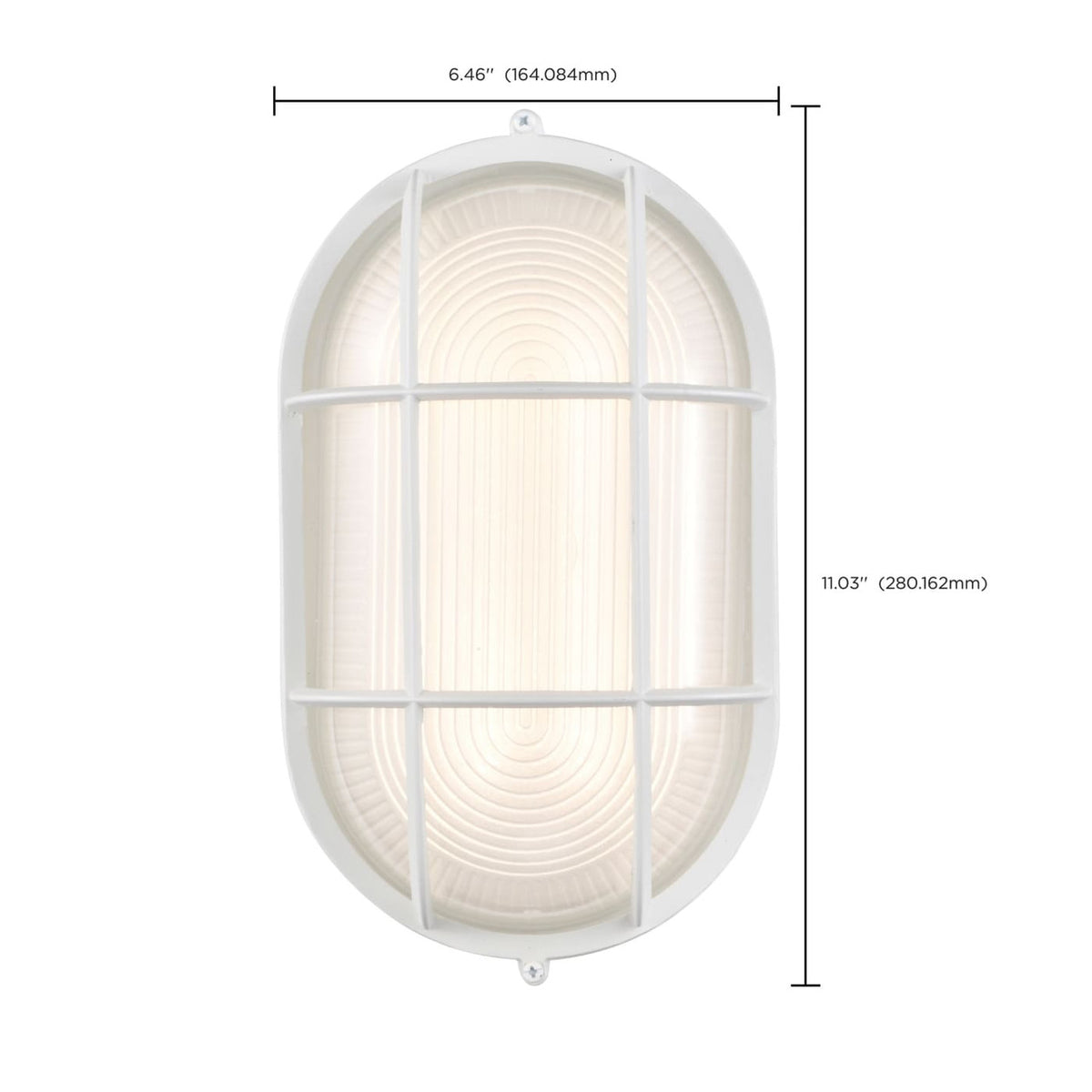 LED Bulk Head Light - Glass Lens - Wall or Ceiling Mount – Wet Location - 18.5 Watts - 1100 Lumens - 3000K Soft White - 120V - White Finish