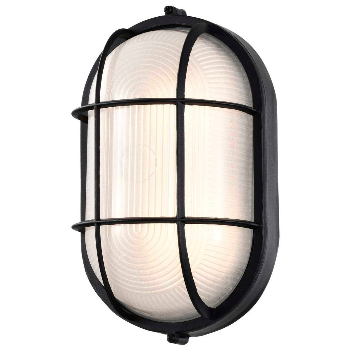 LED Bulk Head Light - Glass Lens - Wall or Ceiling Mount – Wet Location - 18.5 Watts - 1100 Lumens - 3000K Soft White - 120V - Black Finish