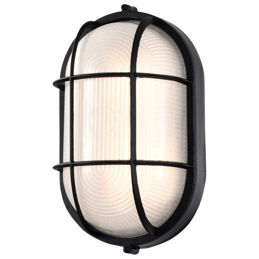 LED Bulk Head Light - Glass Lens - Wall or Ceiling Mount – Wet Location - 18.5 Watts - 1100 Lumens - 3000K Soft White - 120V - Black Finish