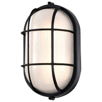 LED Bulk Head Light - Glass Lens - Wall or Ceiling Mount – Wet Location - 18.5 Watts - 1100 Lumens - 3000K Soft White - 120V - Black Finish